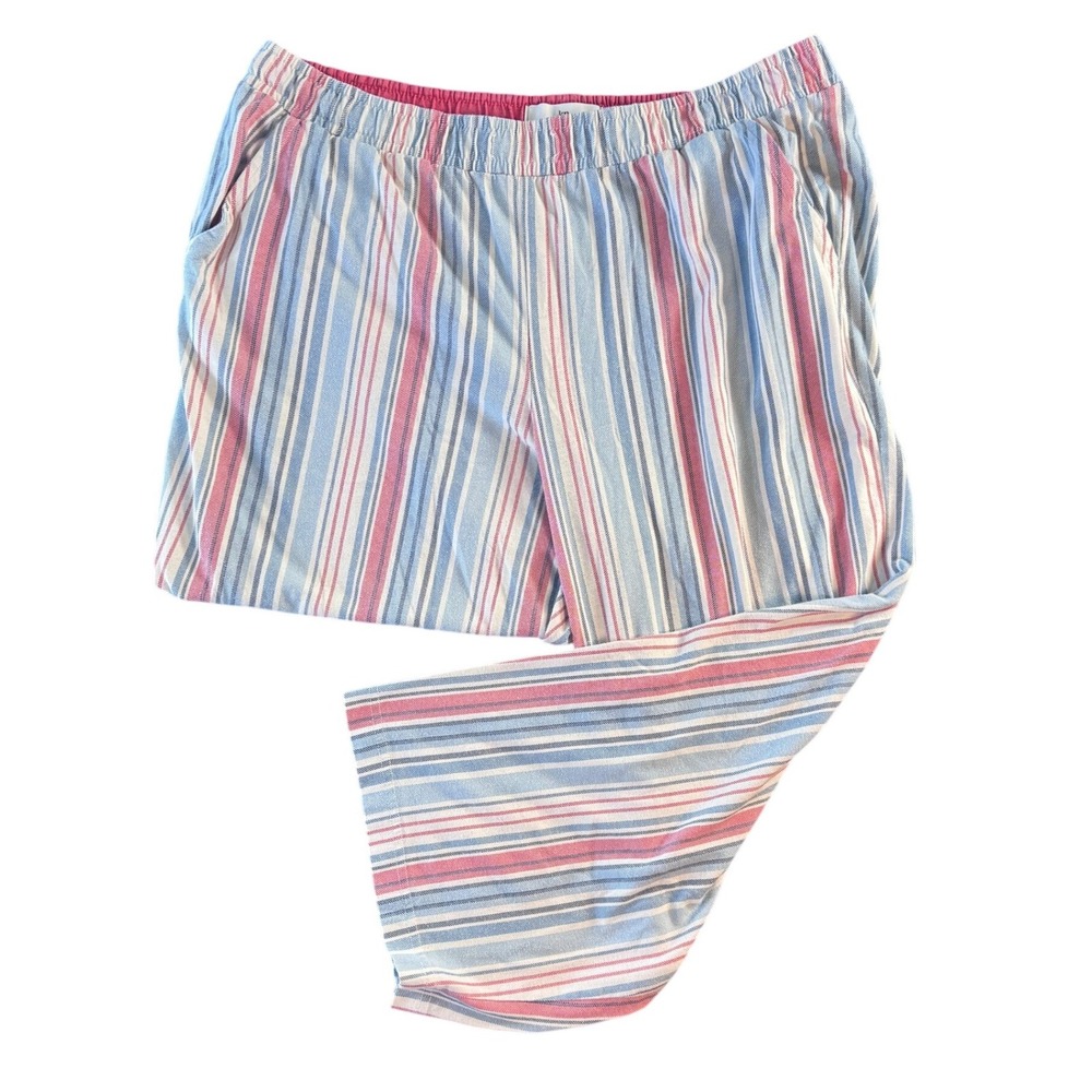 Karen Neuburger Striped Pajama Pants XL Cotton Blend Pink Blue White Soft Stripe